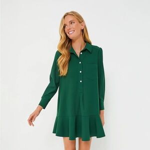 Tuckernuck Hunter Green Crepe Callahan Dress